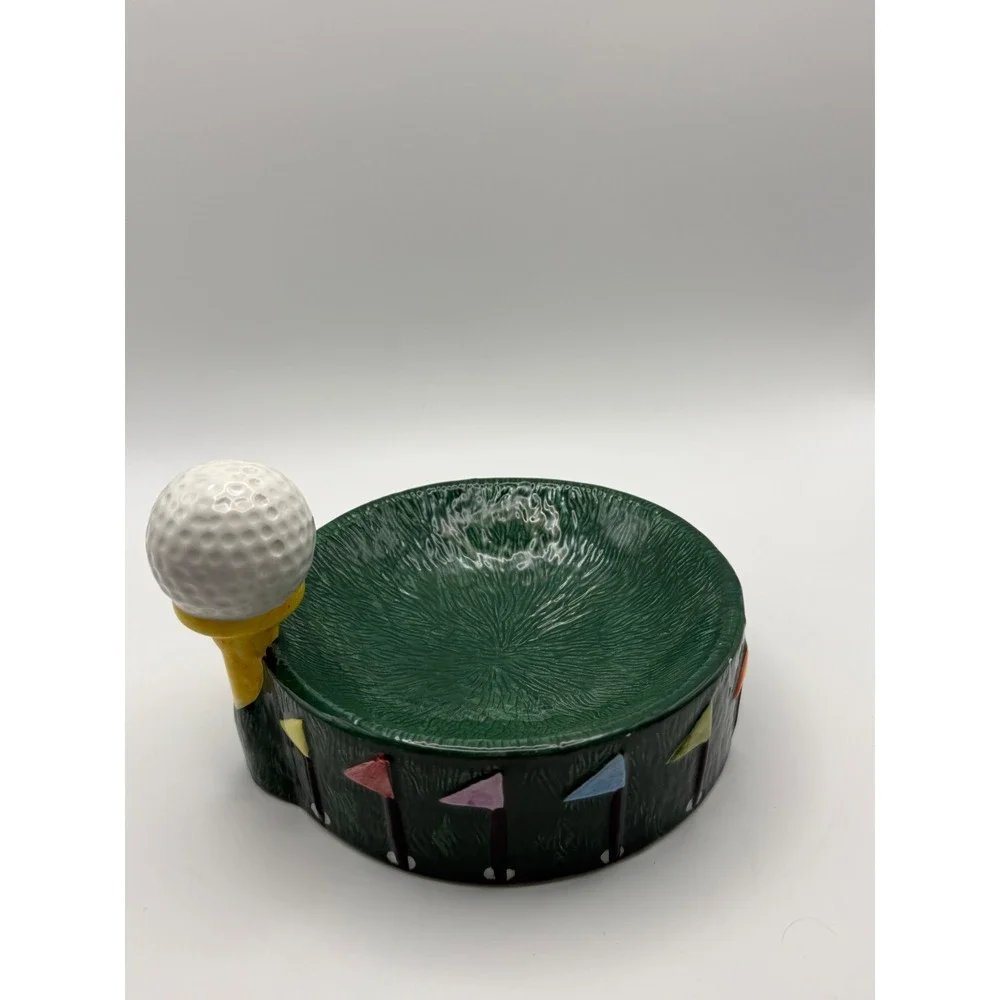 Vtg Ceramic Golf Ball on Tee Decorative Bowl Ashtray Dish Father's Day Gift